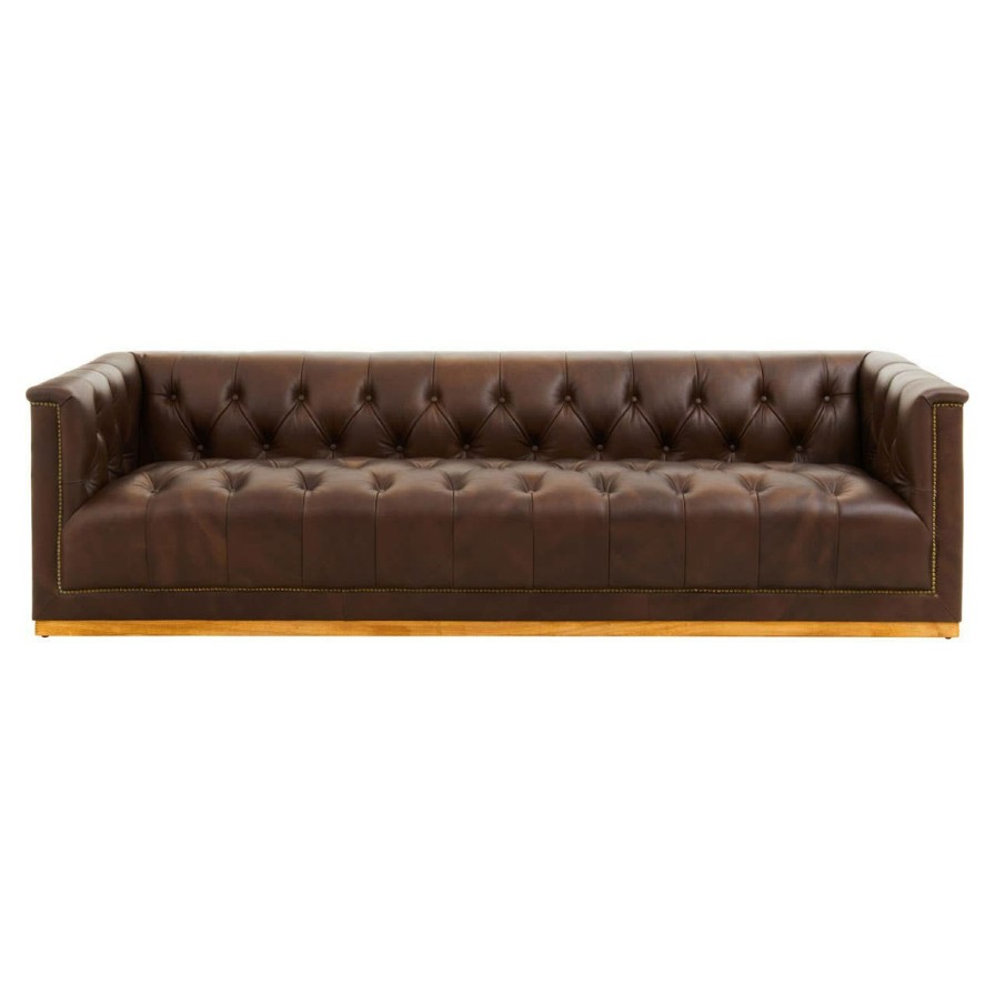 FURNITURE Fifty Five South Seating | King Three Seater Tufted Leather Sofa