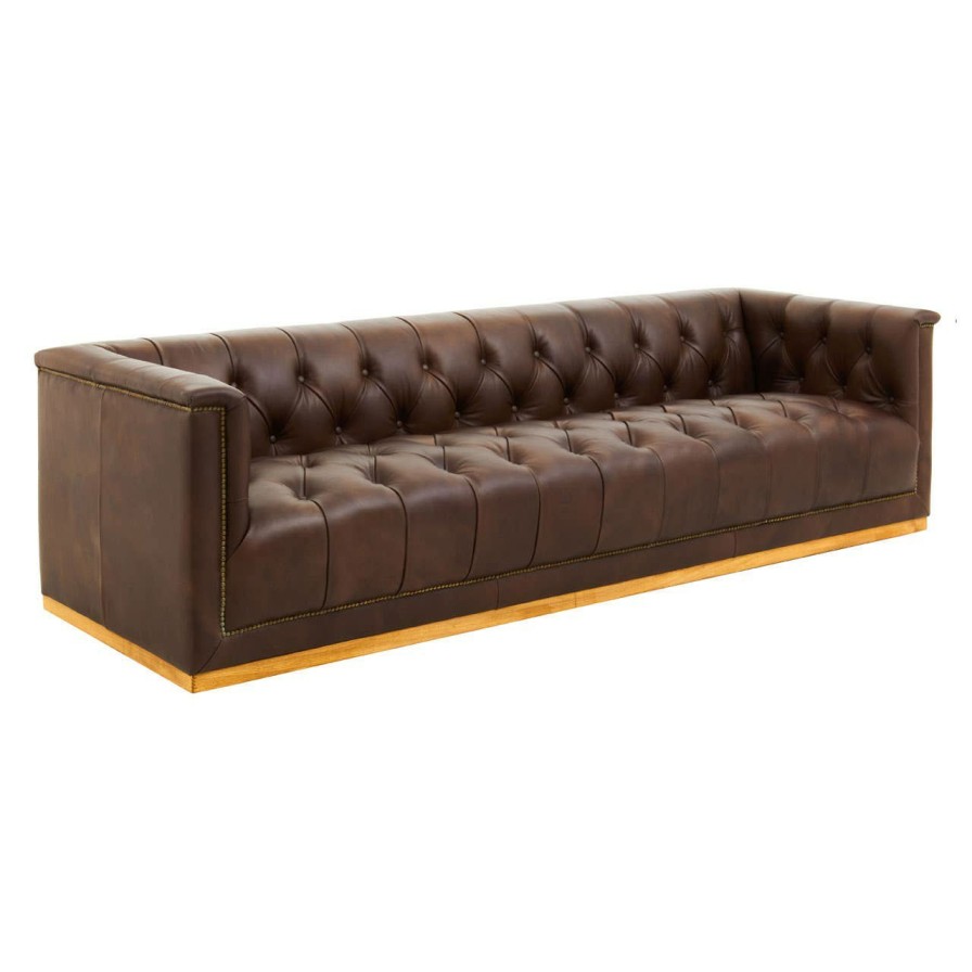 FURNITURE Fifty Five South Seating | King Three Seater Tufted Leather Sofa