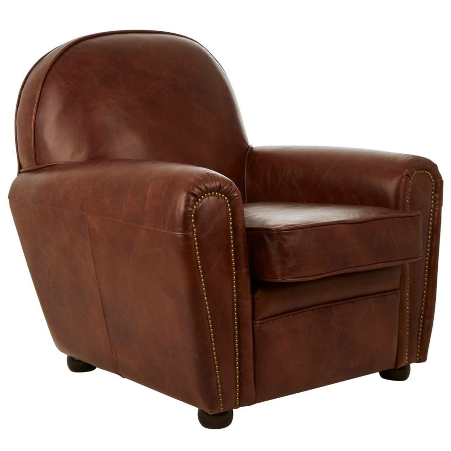 FURNITURE Fifty Five South Seating | Victor Coffee Leather Classic Armchair