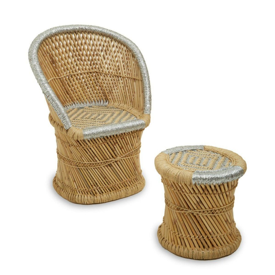 FURNITURE Premier Seating | Rowan Natural And Grey Chair And Stool