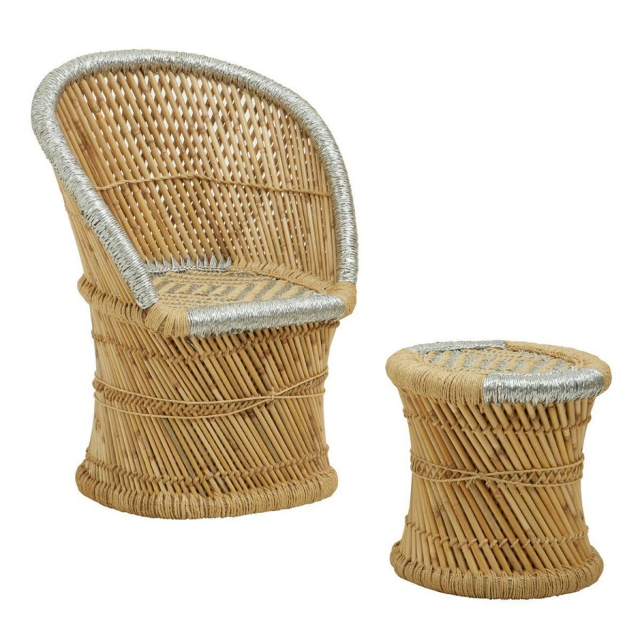 FURNITURE Premier Seating | Rowan Natural And Grey Chair And Stool