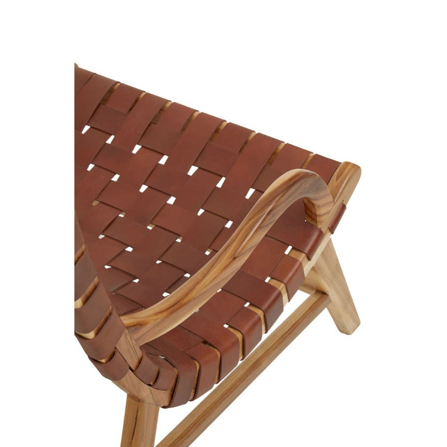 FURNITURE Fifty Five South Seating | Kendari Natural Teak Wood And Leather Chair