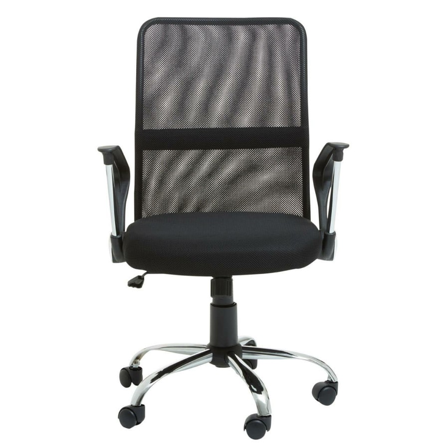 FURNITURE Premier Seating | Black Home Office Chair With Chrome Arms