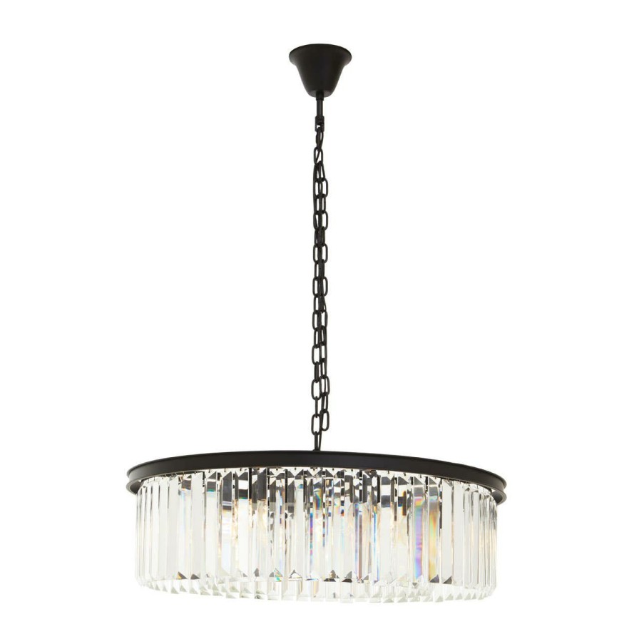 Accessories Fifty Five South Chandeliers | Babylon Black Eight Bulb Crystal Chandelier