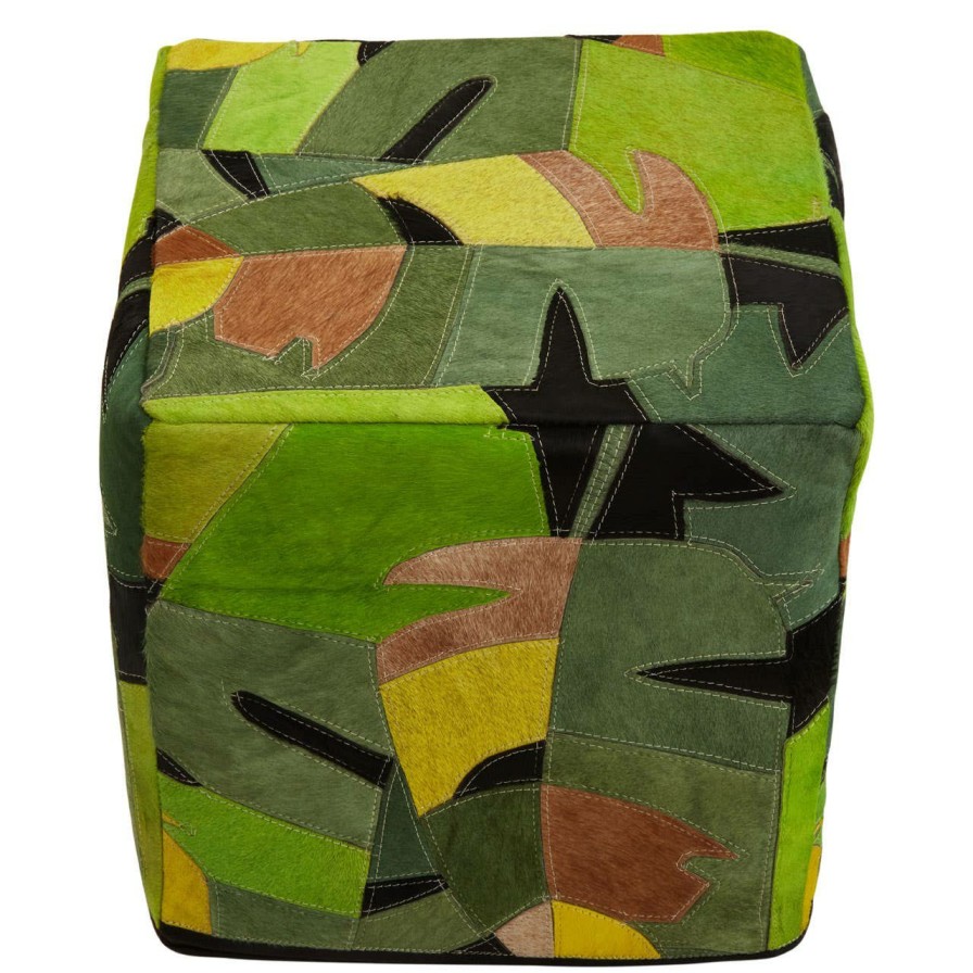 FURNITURE Fifty Five South Seating | Safira Botanical Leather Pouffe
