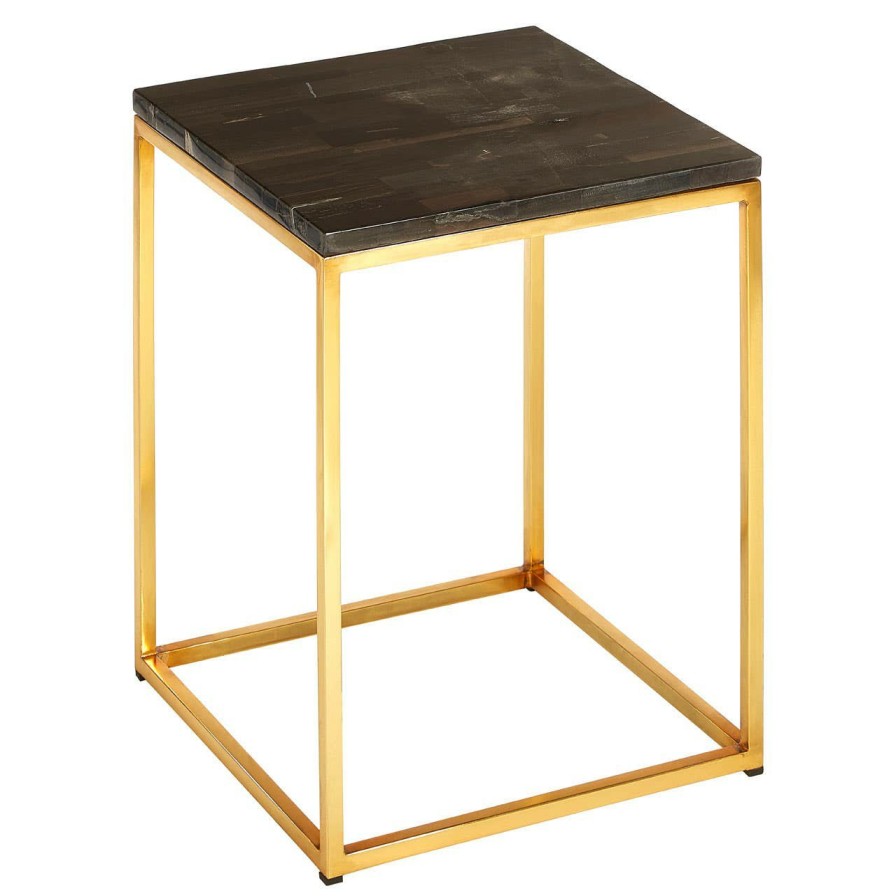FURNITURE Fifty Five South Side Tables | Relic Dark Petrified Wood Square Side Table