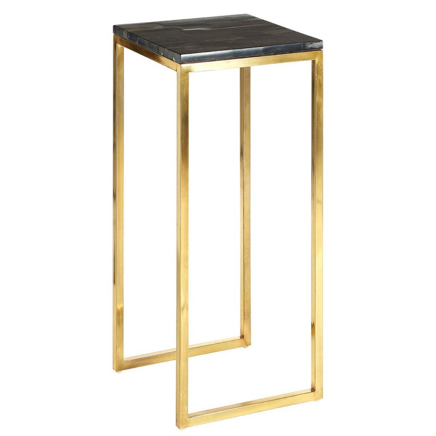 FURNITURE Fifty Five South Side Tables | Relic Dark Petrified Wood Pedestal Table