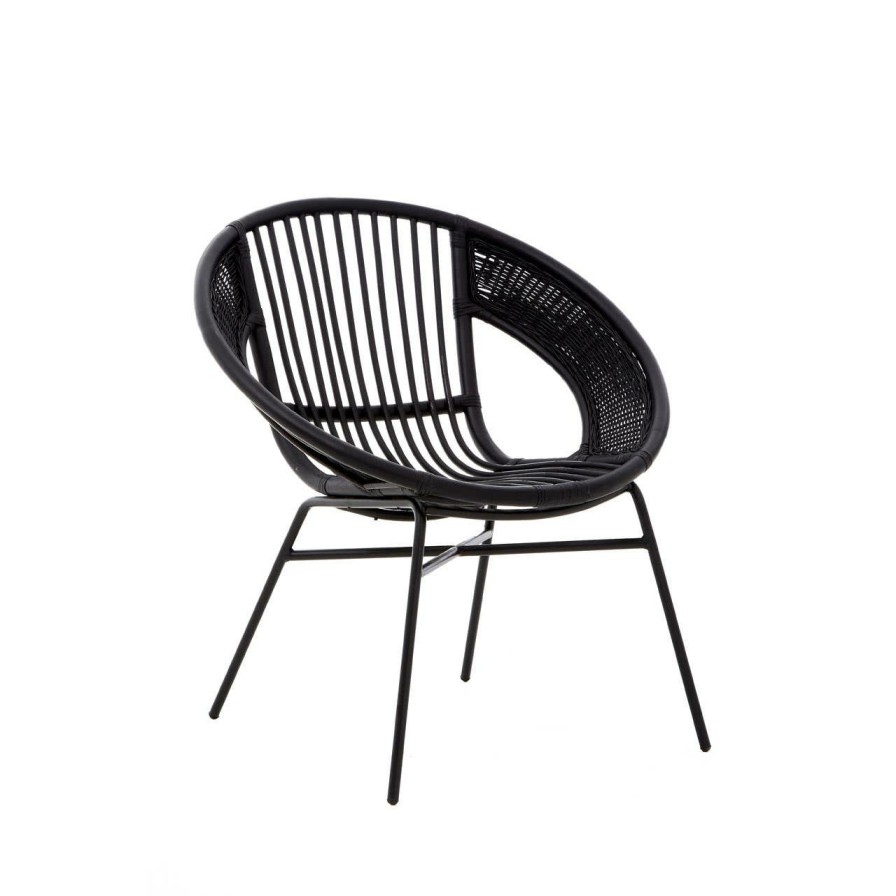 FURNITURE Premier Conservatory | Lagom Black Natural Rattan And Iron Black Chair