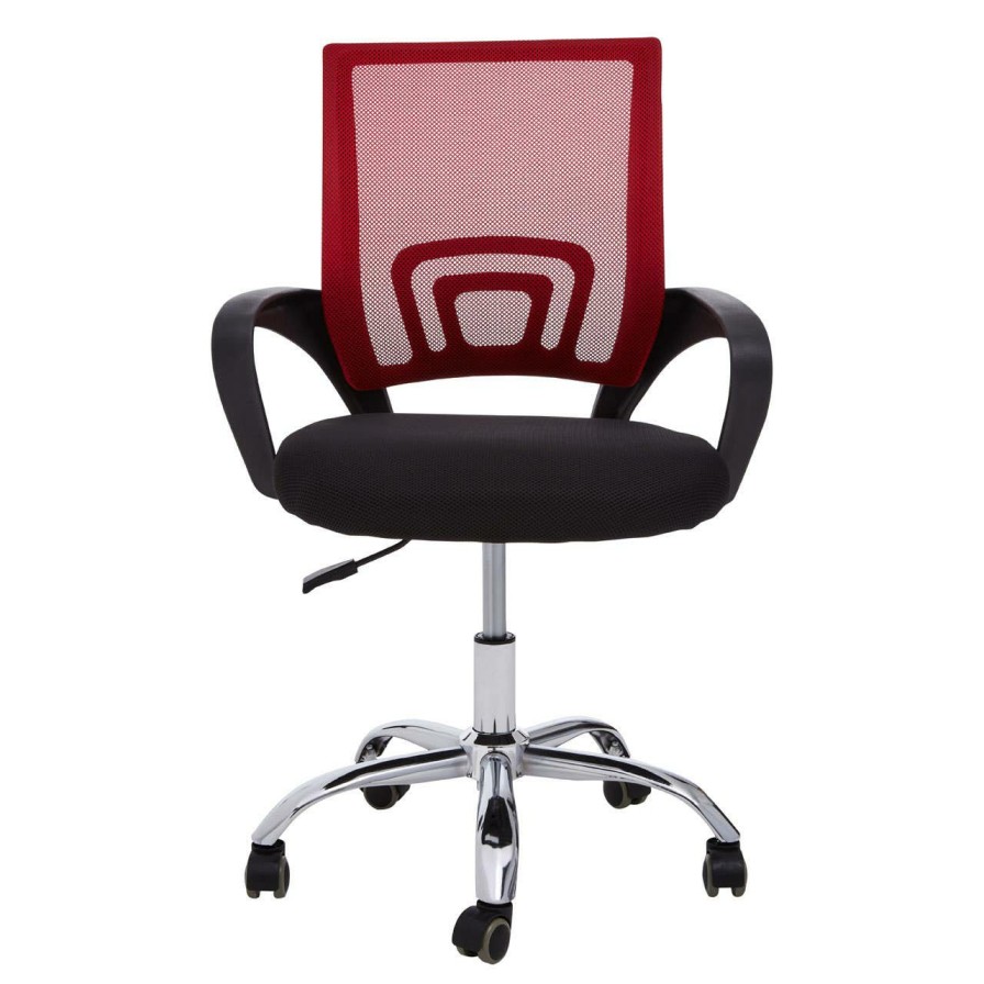 FURNITURE Premier Seating | Red Home Office Chair With Black Armrest