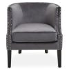 FURNITURE Premier Statement Chairs | Larissa Grey Velvet Studded Chair