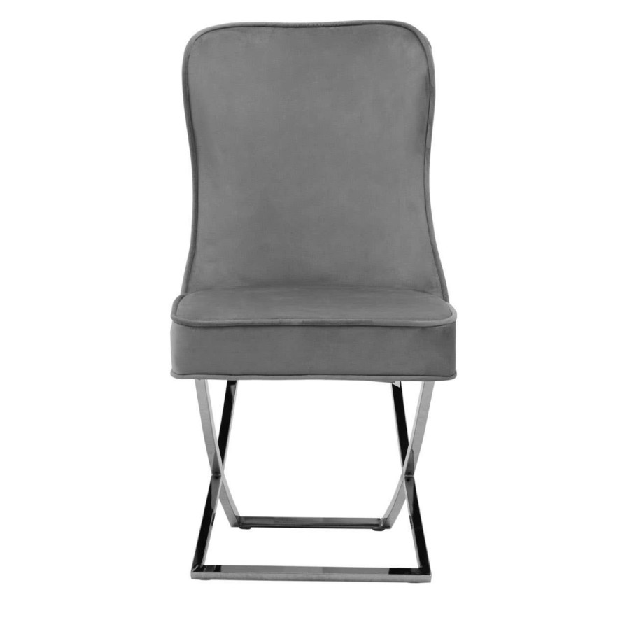 FURNITURE Premier Seating | Belle Button Back Grey Dining Chair