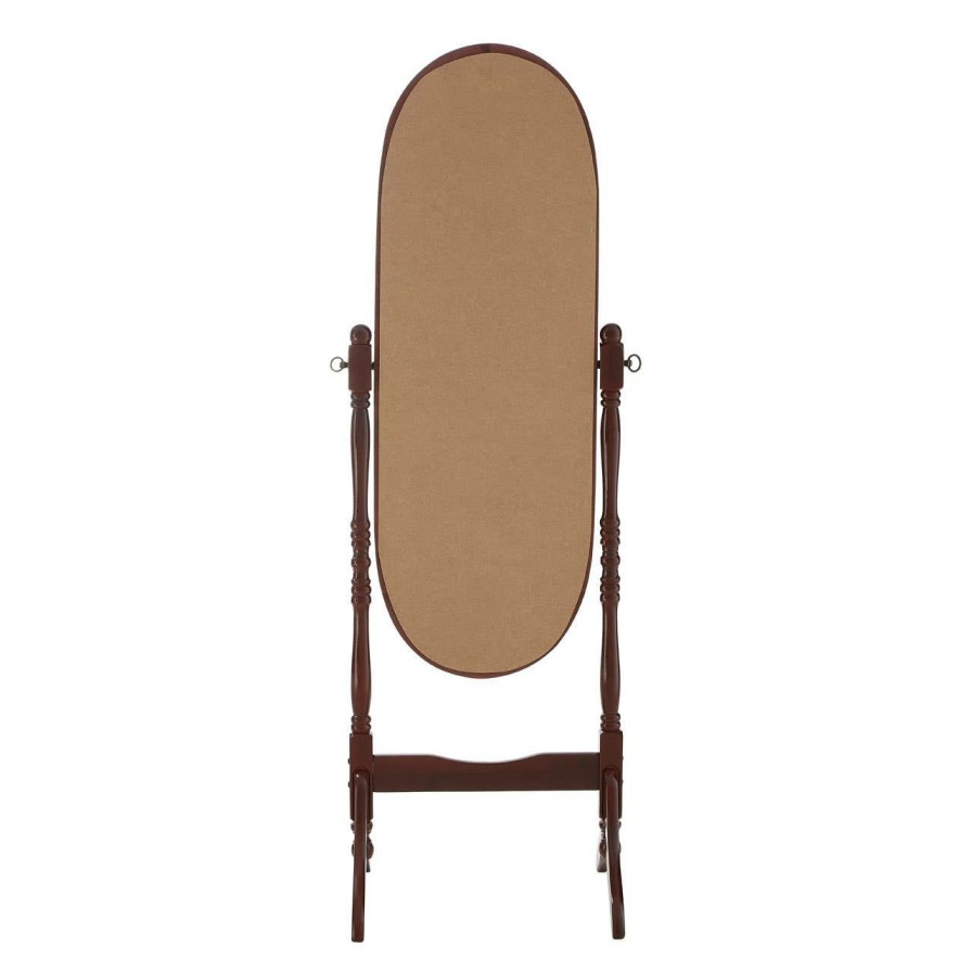 Bathe and Utility Premier Mirrors | Oval Cheval Mirror With Mahogany Finish Frame