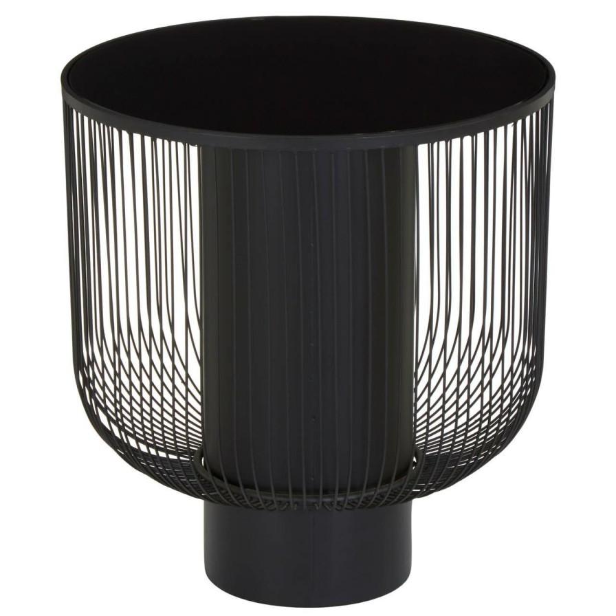 FURNITURE Premier Side Tables | Trento End Table With Black Glass Top
