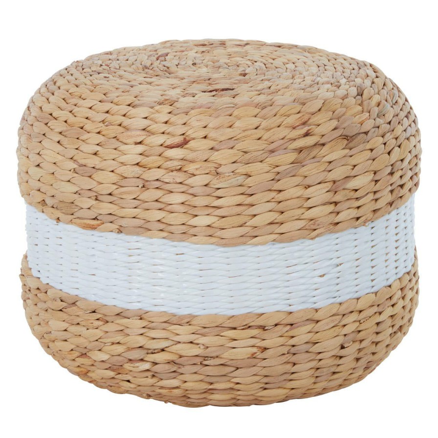FURNITURE Premier Seating | Ashby White Stripe Seagrass Pouffe