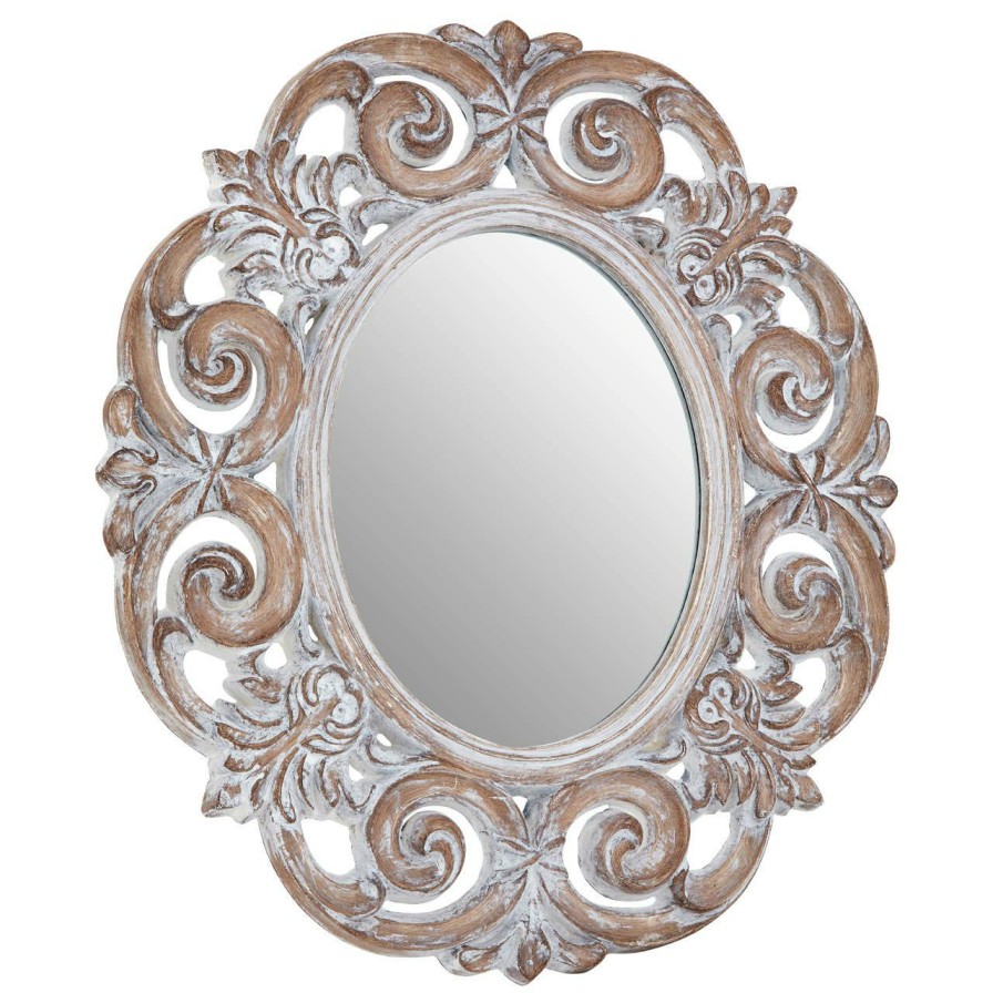 Bathe and Utility Premier Mirrors | Antique White Scroll Design Wall Mirror
