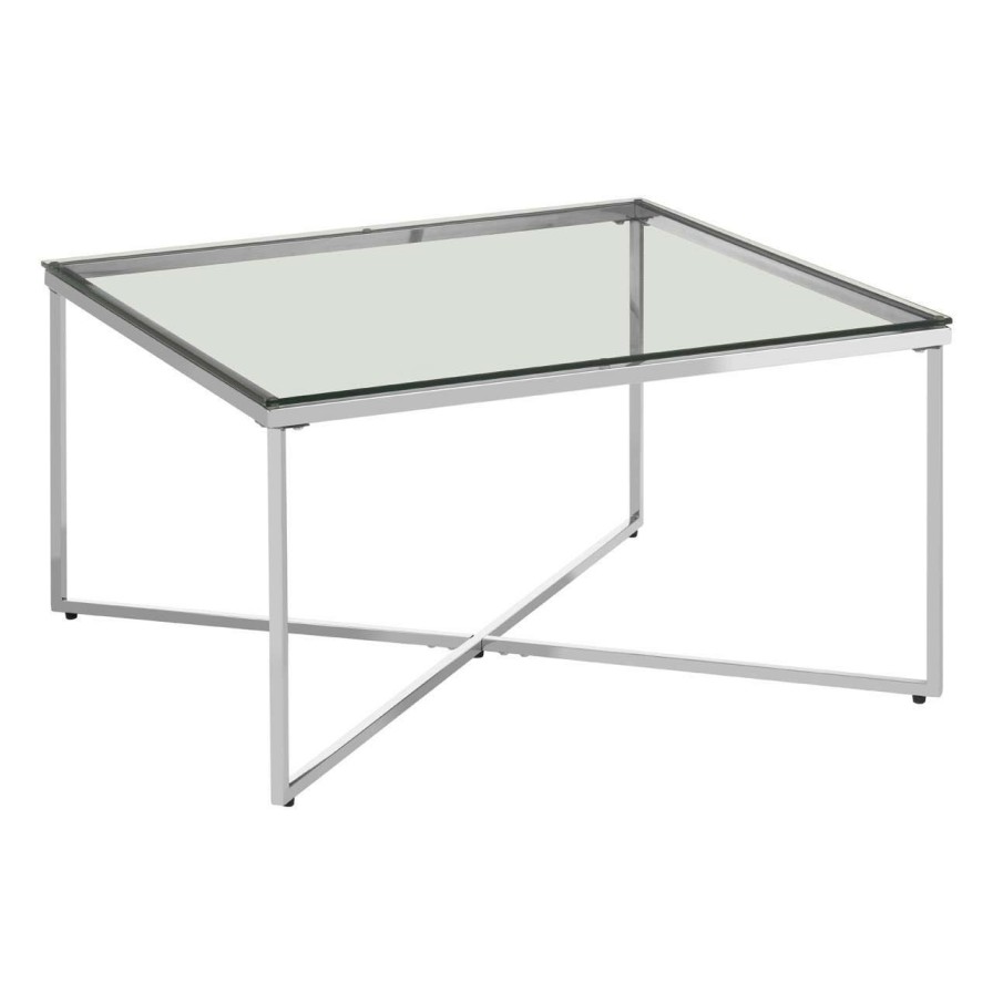 FURNITURE Premier Side Tables | Allure Silver Finish Cross Base End Table