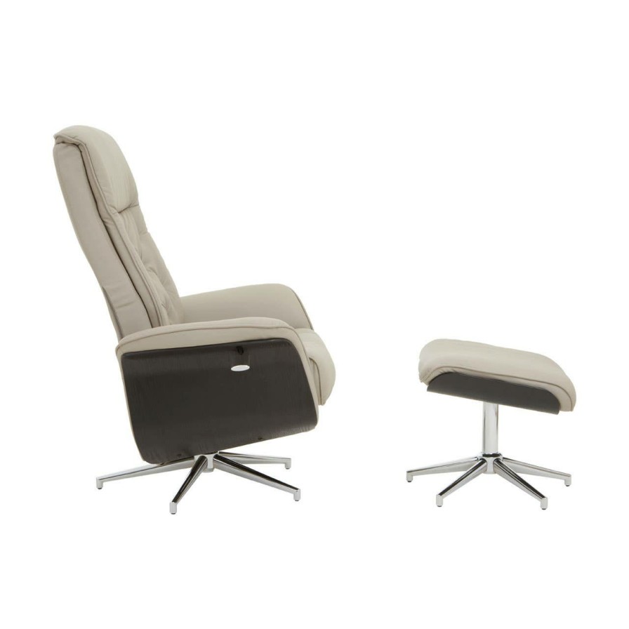 FURNITURE Fifty Five South Seating | Warrington Mink Leather Effect Recliner And Footstool