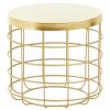 FURNITURE Fifty Five South Side Tables | Pali Gold Finish Side Table With Caged Base