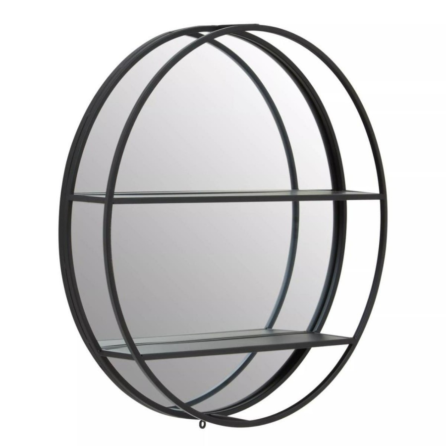 Bathe and Utility Premier Mirrors | Avento Black Shelved Wall Mirror