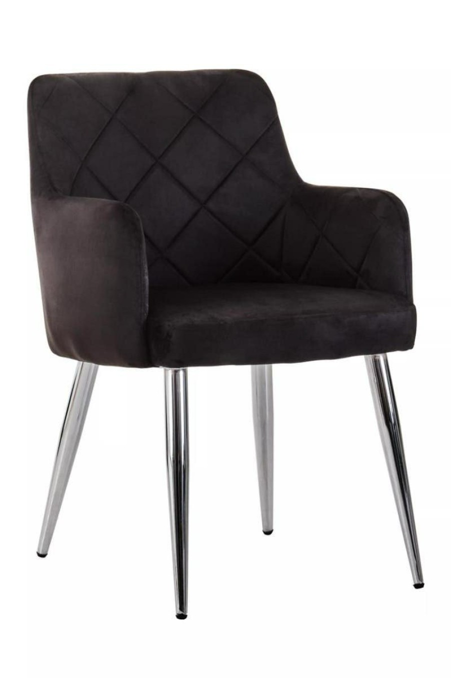 FURNITURE Fifty Five South Seating | Tamzin Black Velvet Splayed Dining Chair