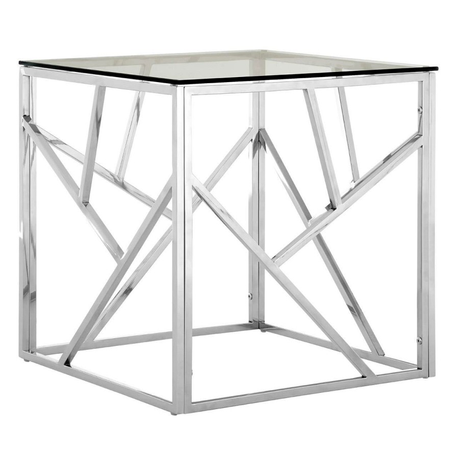 FURNITURE Premier Side Tables | Allure Stainless Steel Geometric End Table