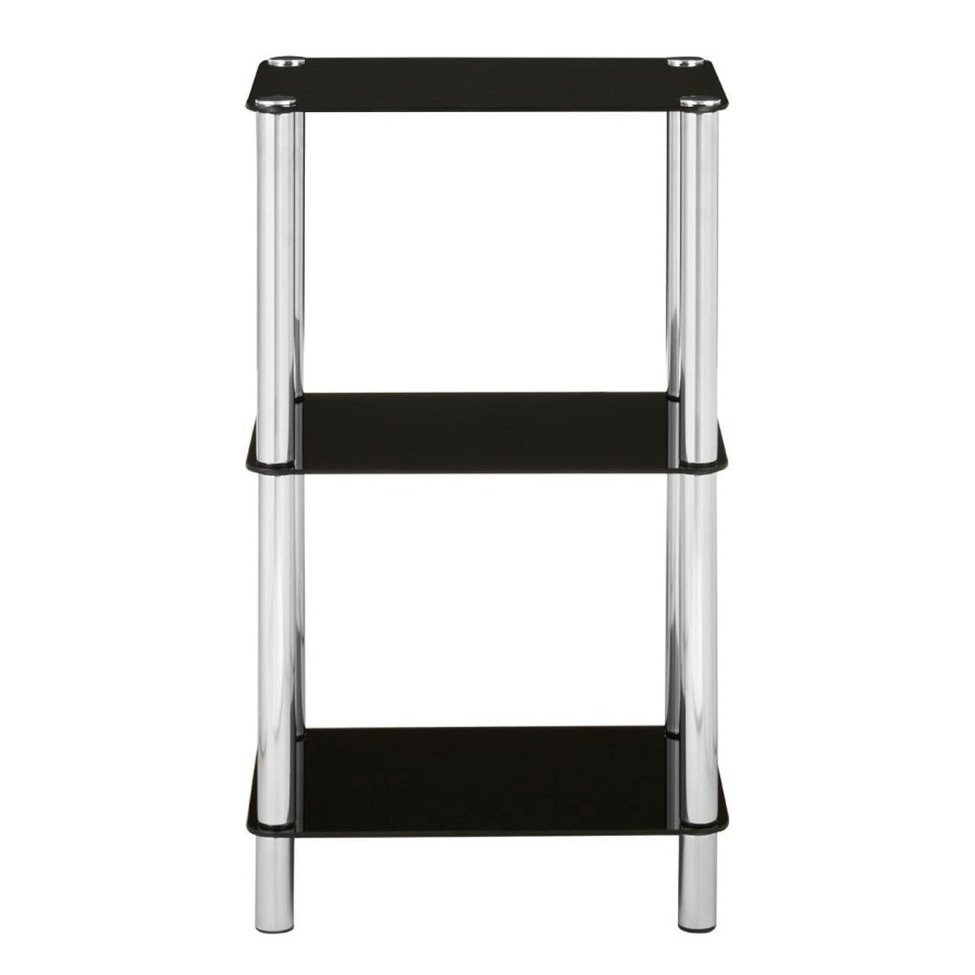 FURNITURE Premier Storage | 3 Tier Black Glass Shelf Unit