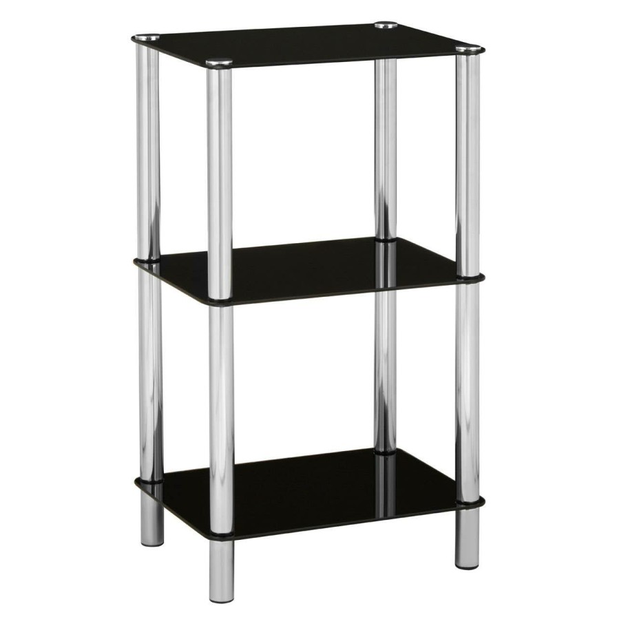 FURNITURE Premier Storage | 3 Tier Black Glass Shelf Unit