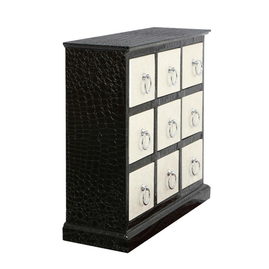 FURNITURE Premier Storage | 9 Drawer Crocodile Leather Effect Rectangular Cabinet