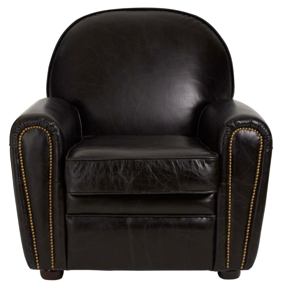 FURNITURE Fifty Five South Seating | Victor Black Leather Classic Armchair