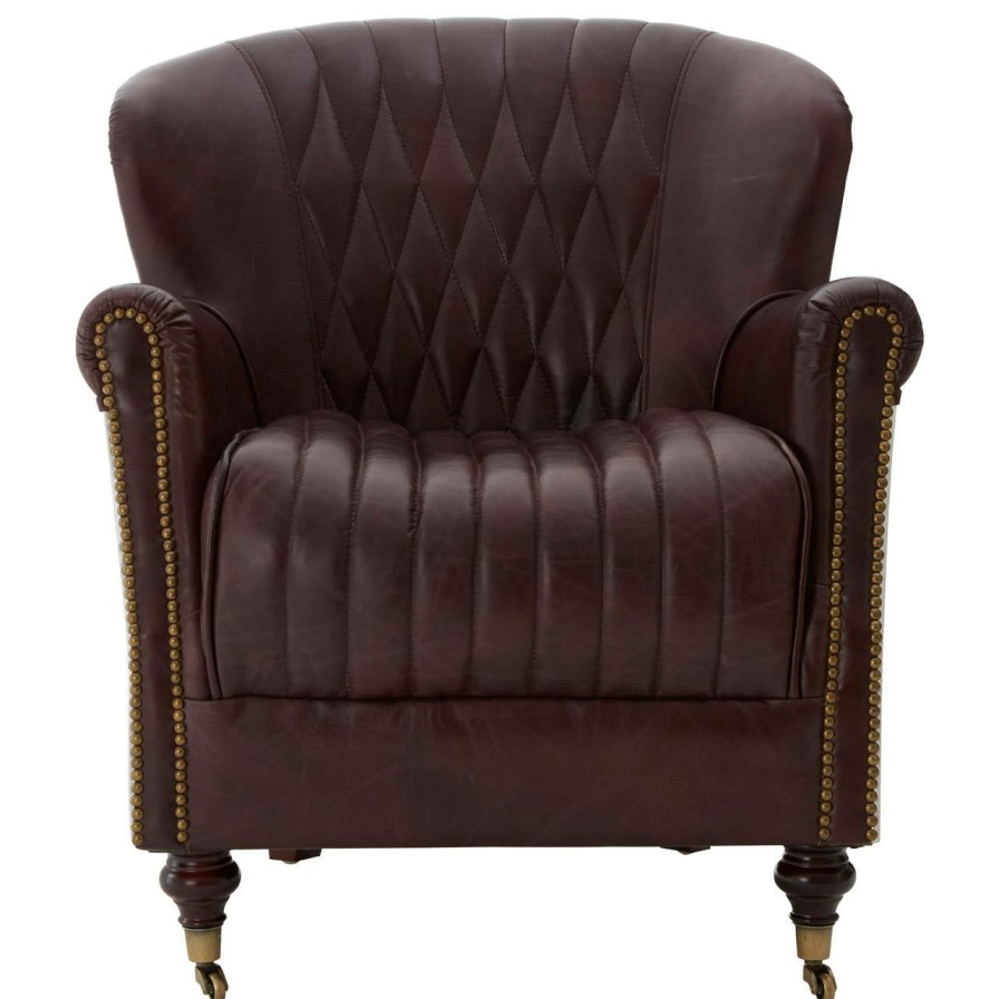 FURNITURE Fifty Five South Seating | Victor Coffee Leather Armchair