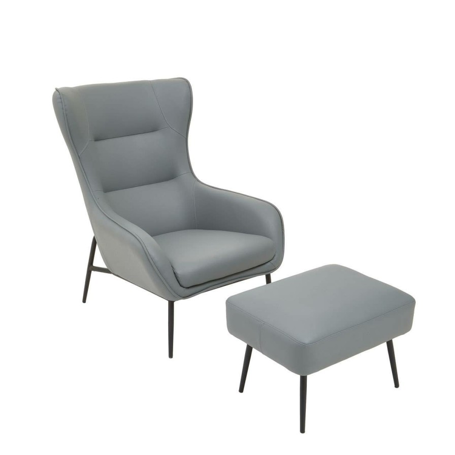 FURNITURE Fifty Five South Seating | Kaiko Grey Armchair And Footstool
