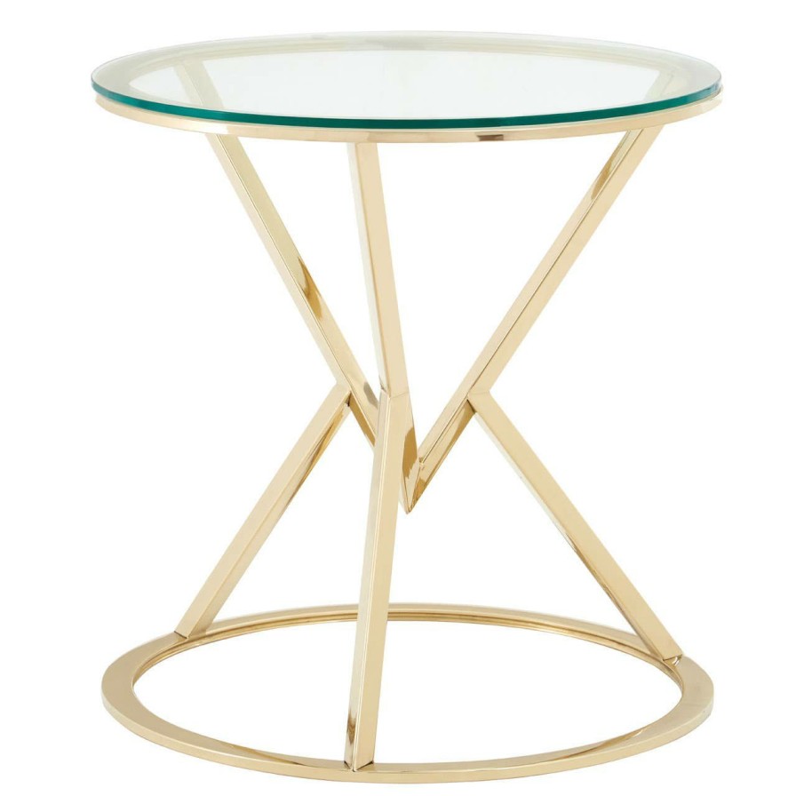 FURNITURE Premier Side Tables | Allure Corseted Round Champagne End Table