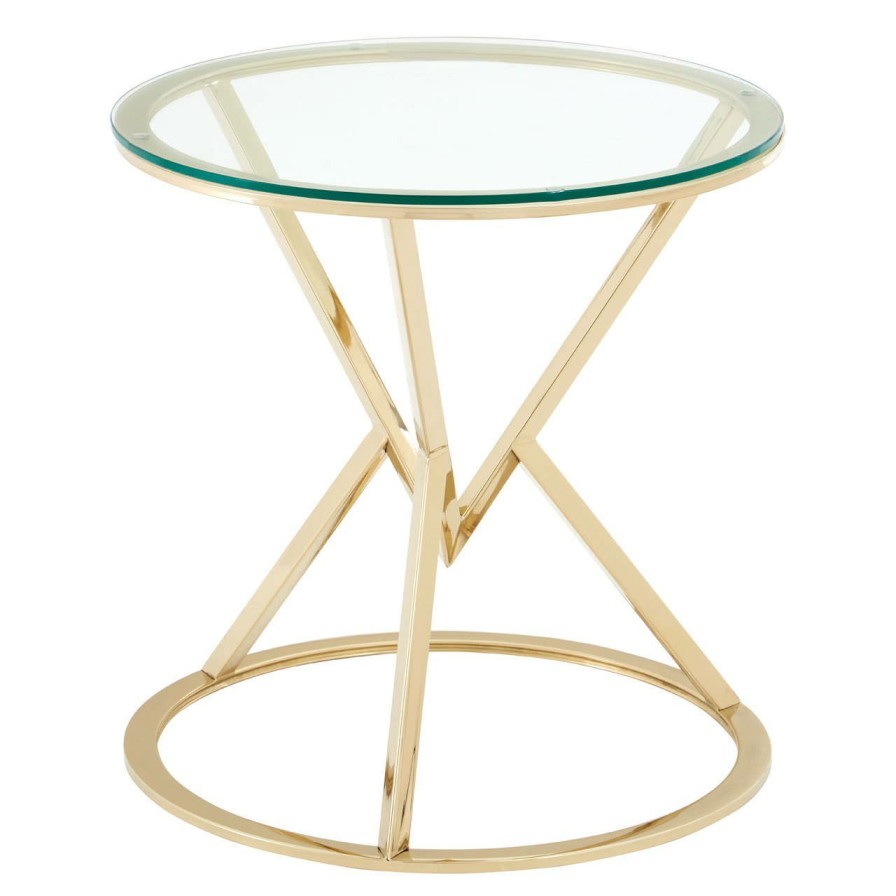 FURNITURE Premier Side Tables | Allure Corseted Round Champagne End Table
