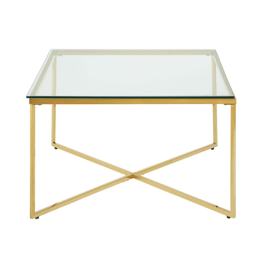 FURNITURE Premier Side Tables | Allure Gold Finish Cross Base End Table