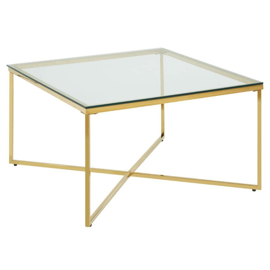 FURNITURE Premier Side Tables | Allure Gold Finish Cross Base End Table