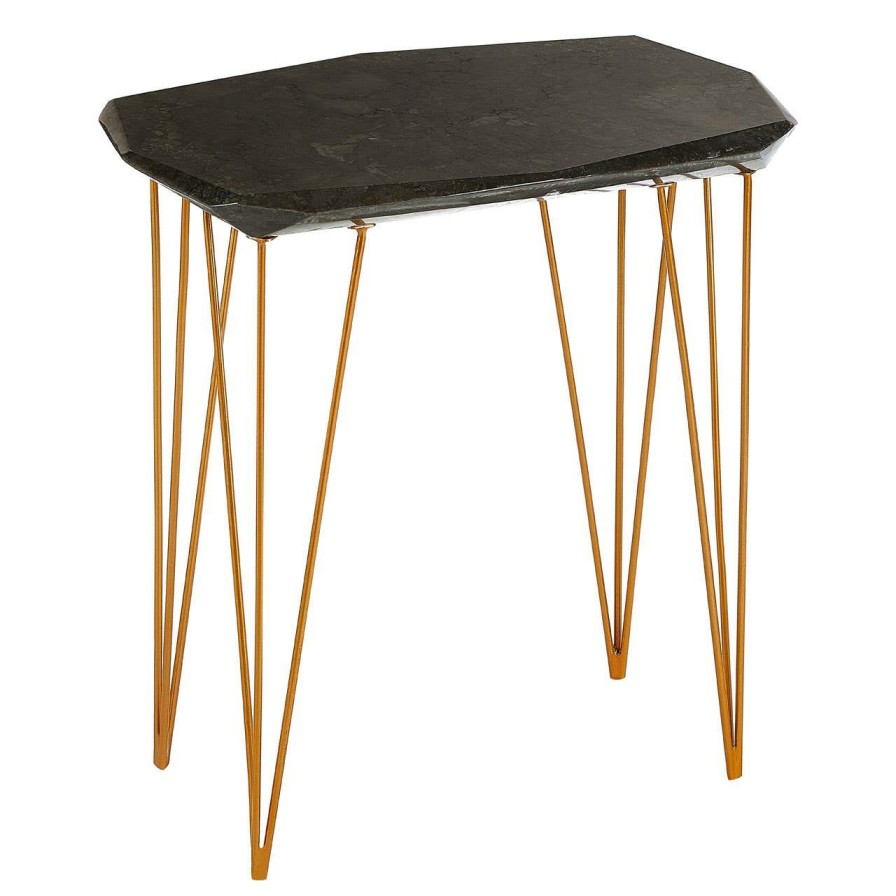 FURNITURE Fifty Five South Side Tables | Relic Large Black Marble Top Side Table